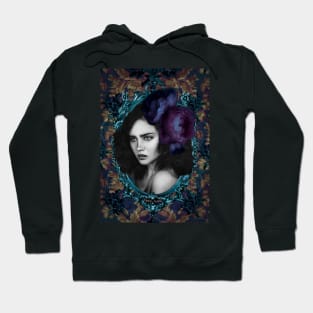 Deep Purple Flower Girl Portrait Artwork Digital Hoodie